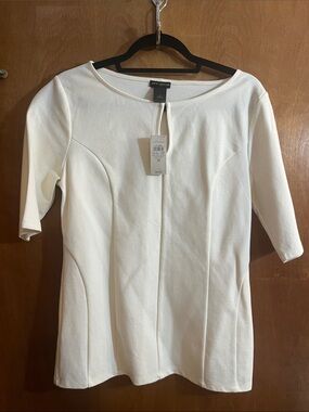 Ann Taylor Ivory Ponte Tunic with Seam Detail